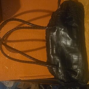 Furla Dark Brown Crocodile Embossed Bag